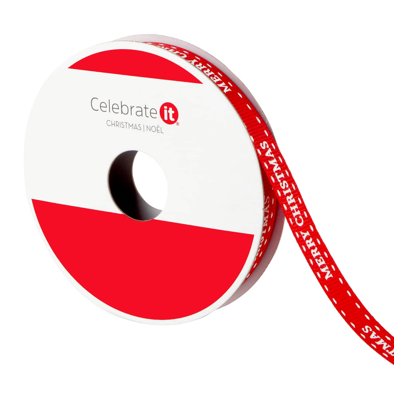 3/8" x 12ft. Red & White Merry Christmas Ribbon by Celebrate It® Christmas
